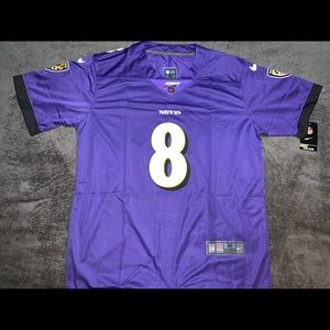2019 Lamar Jackson #8 Purple Ravens Jersey. 100